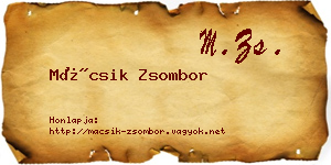 Mácsik Zsombor névjegykártya